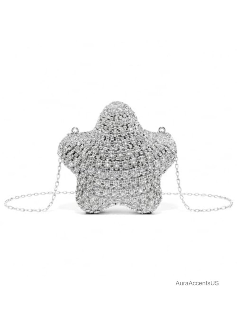 Rhinestone Star Clutch Mini Evening Bag with 2 Detachable Chains